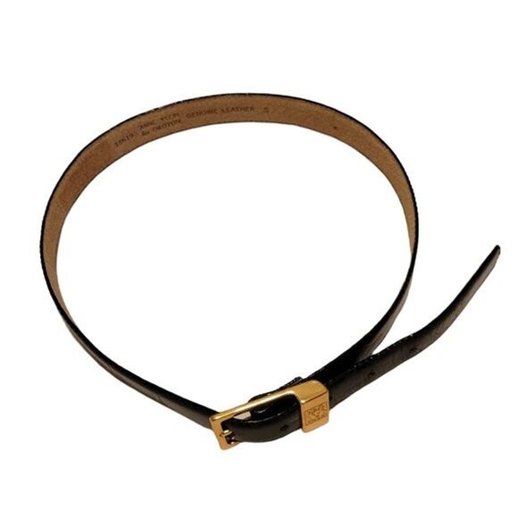 Anne Klein Black Textured Genuine Leather Belt SZ SM - Picture 1 of 6